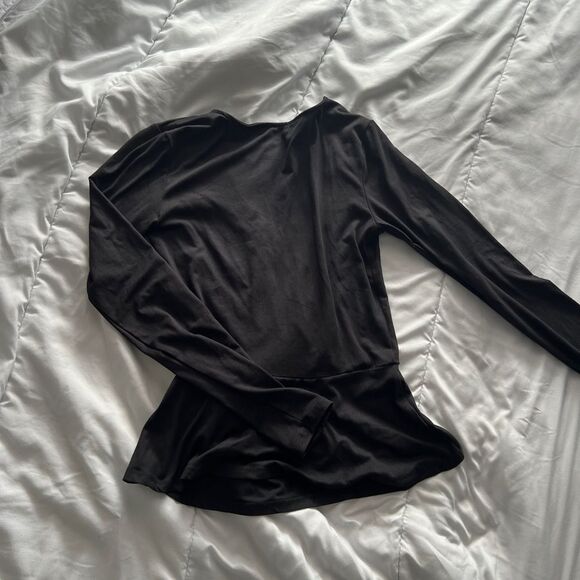 NWT Francesca’s black long sleeve wrap v neck top Size XXS - Picture 7 of 10